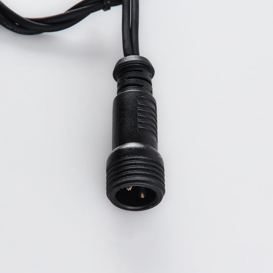 Lichtvorhang erweiterbar schwarz | ab 2 Meter | 300 LEDs | 2200K extra warmweiß mit Funkeln | Gummi