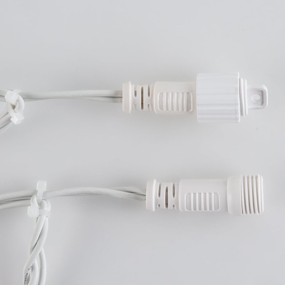 Lichtvorhang erweiterbar weiß | ab 2 Meter | 300 LEDs | 2200K extra warmweiß mit Funkeln | Gummi