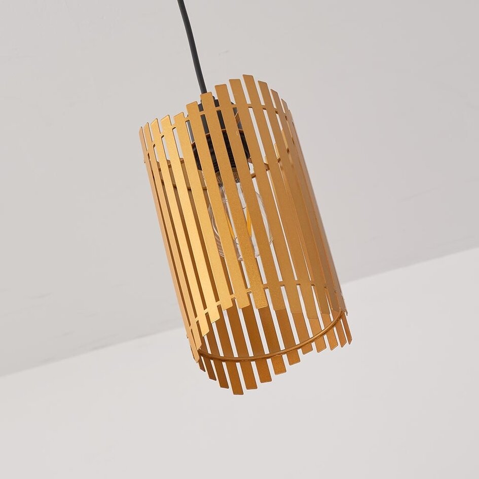 Moderne Hängelampe Tablon - gewellter Schirm mit Streben, gold