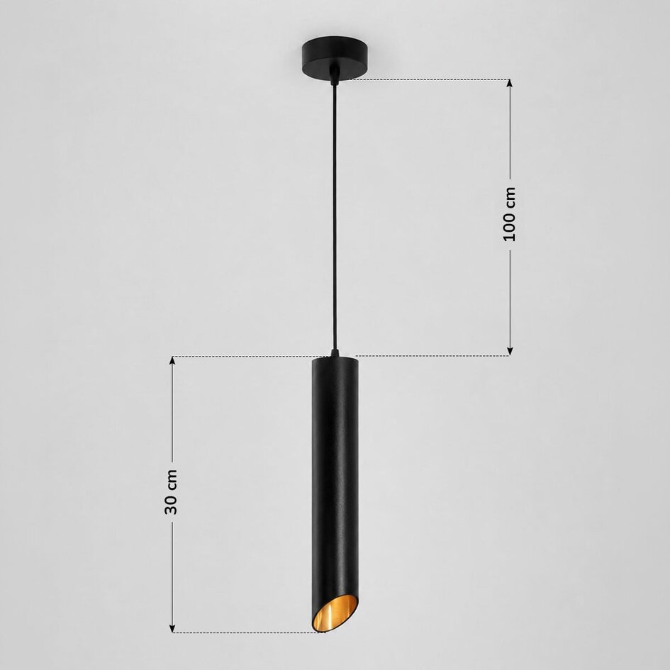 Moderne Hängelampe schwarz mit goldenem Interieur - May