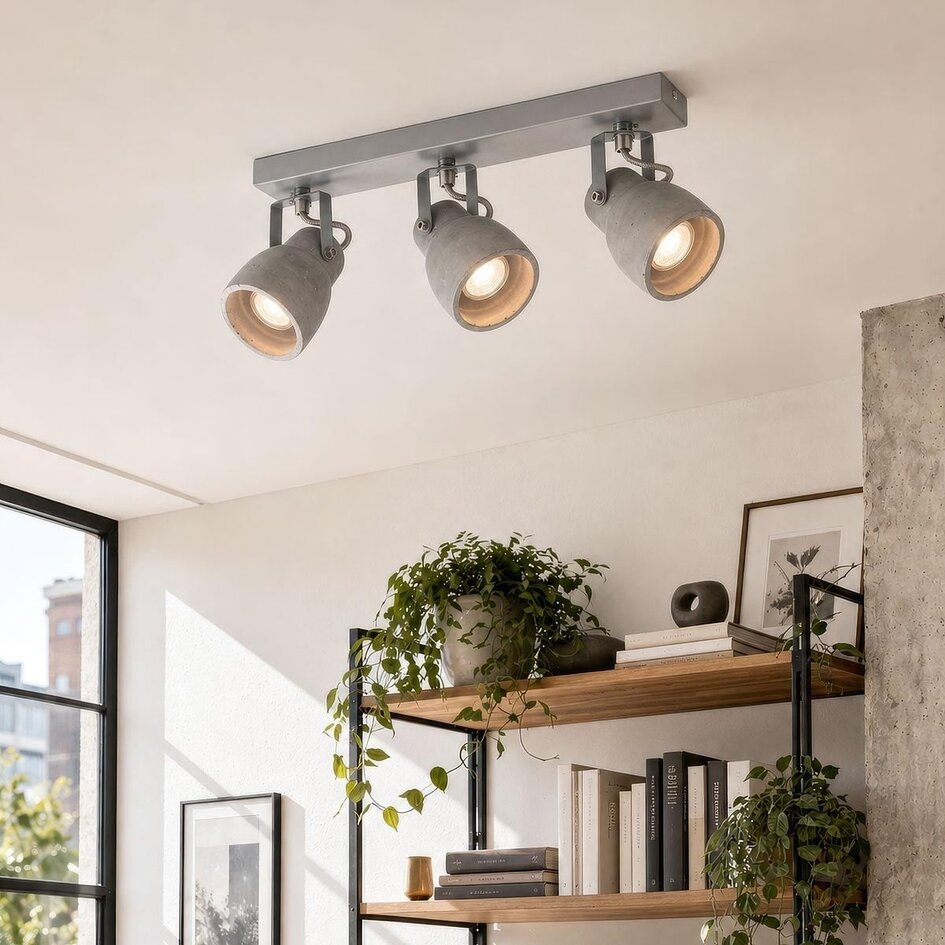 Deckenleuchte betongrau mit 3 Spots - Ralph