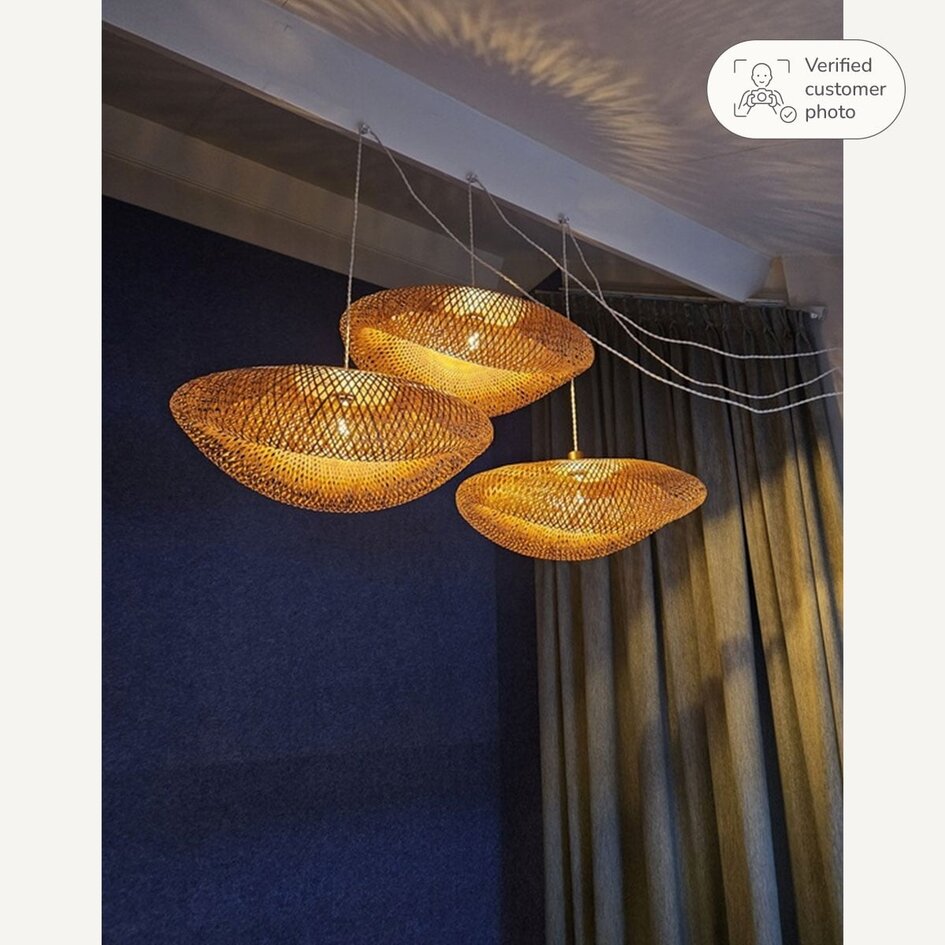 Pendelleuchte aus Bambus mit handgeflochtenem  Schirm Ø68 cm - Trama