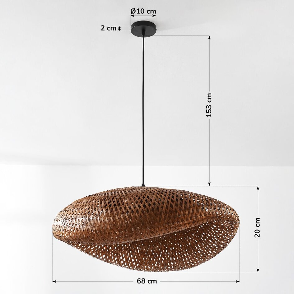 Pendelleuchte aus Bambus mit handgeflochtenem  Schirm Ø68 cm - Trama