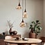 Pendelleuchte mit amber Glas und dunkler Holzoptik, 3-flammig - Loua