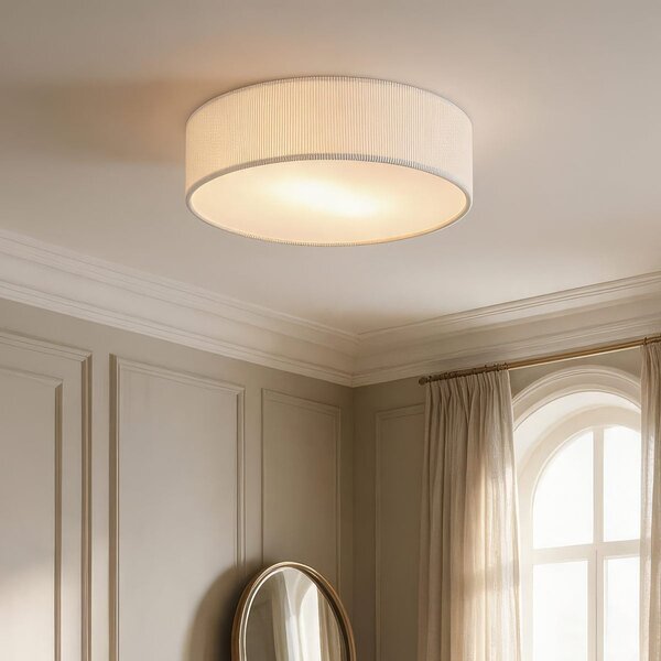 Deckenleuchte Paulina mit geripptem Samtschirm - Beige