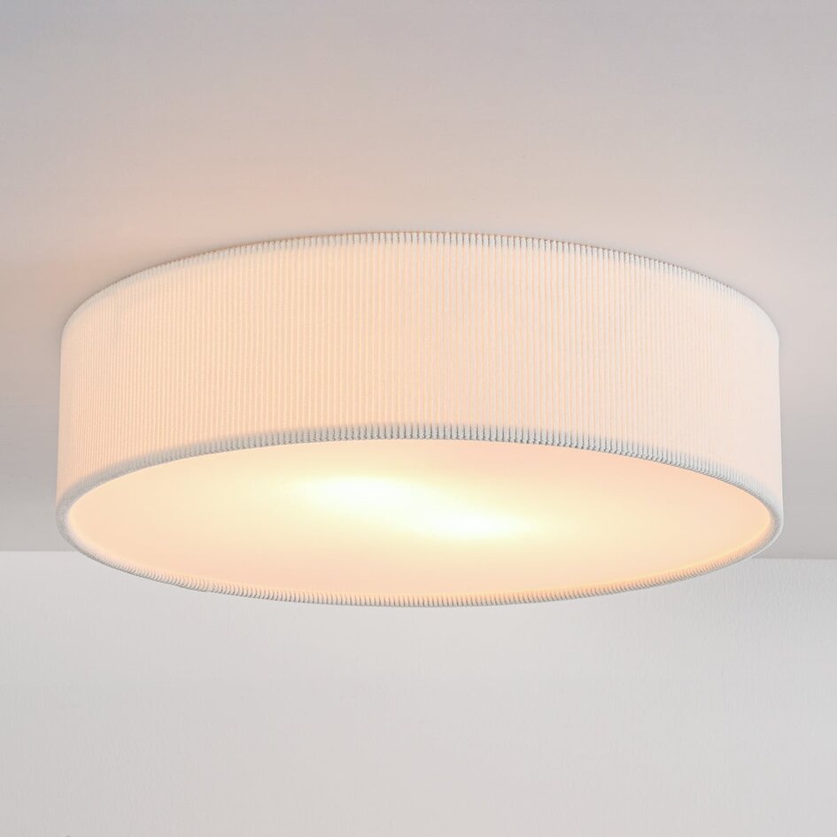 Deckenleuchte Paulina mit geripptem Samtschirm - Beige