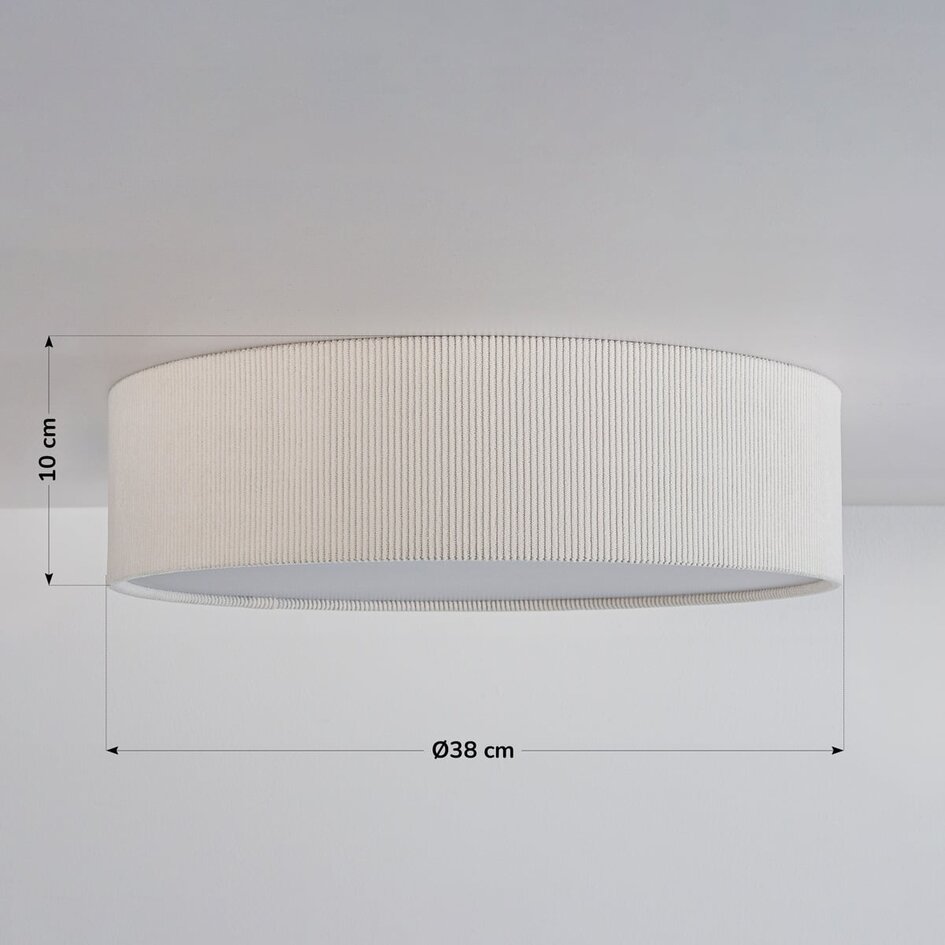 Deckenleuchte Paulina mit geripptem Samtschirm - Beige