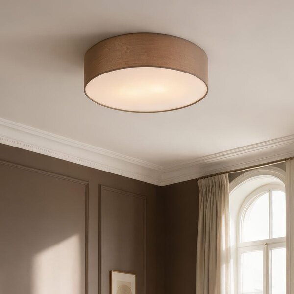 Deckenleuchte Jantine mit Stoffschirm - Taupe