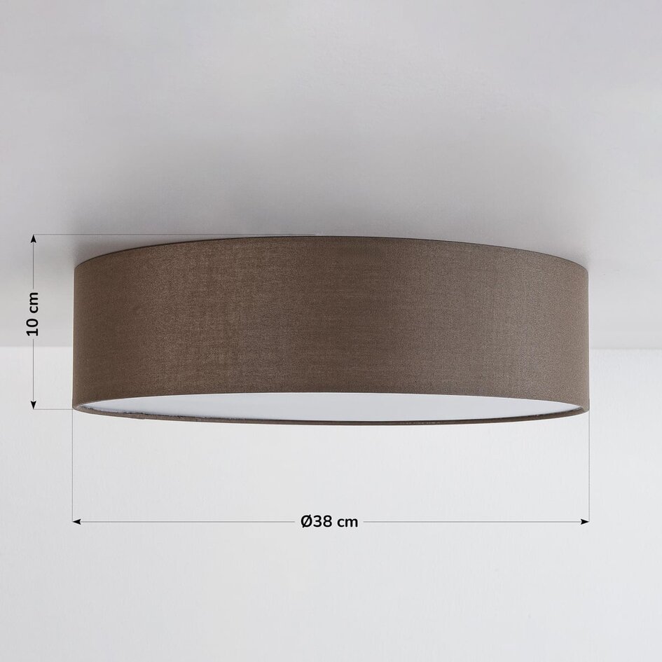 Deckenleuchte Jantine mit Stoffschirm - Taupe