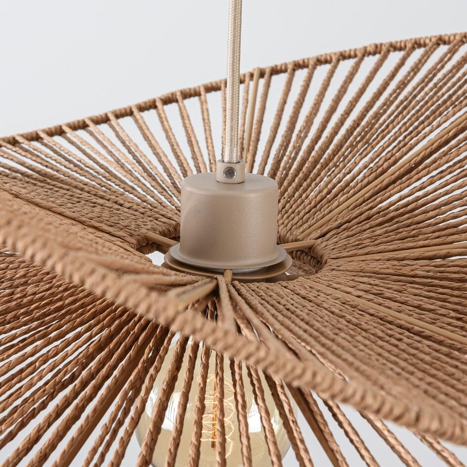 Hängelampe Janah mit handgeflochtenen Papierlampenschirmen - beige