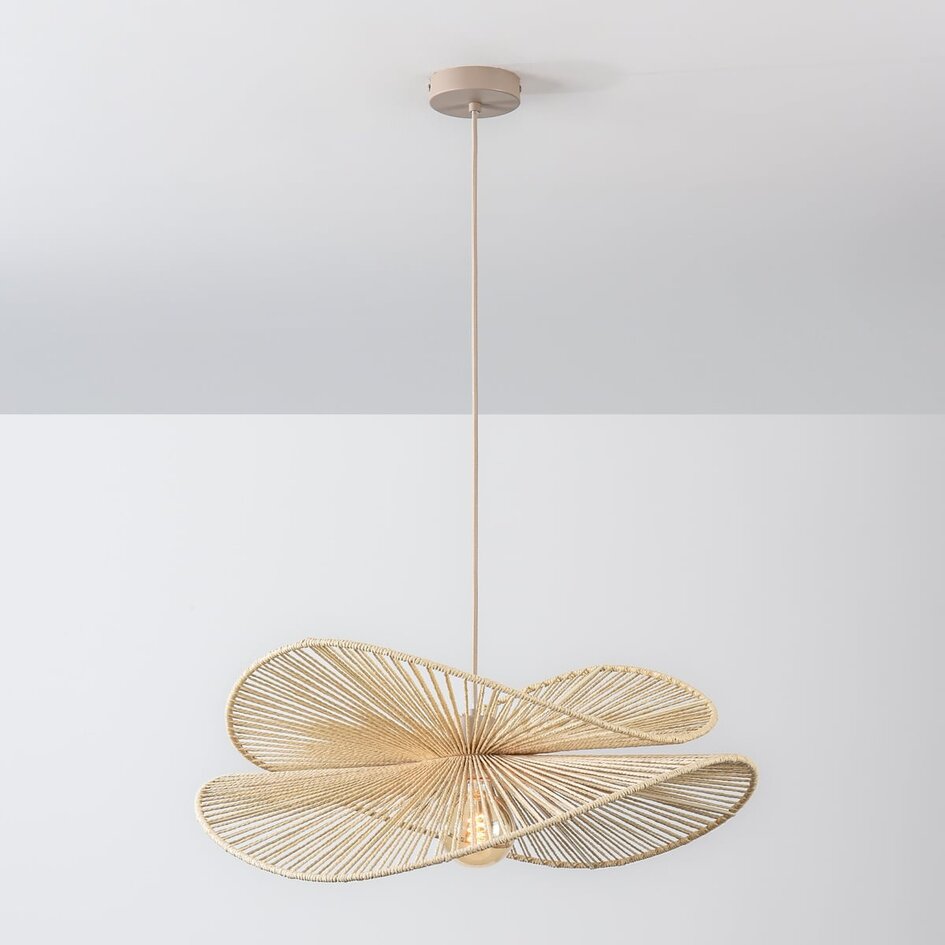 Hängelampe Janah mit handgeflochtenen Papierlampenschirmen - beige