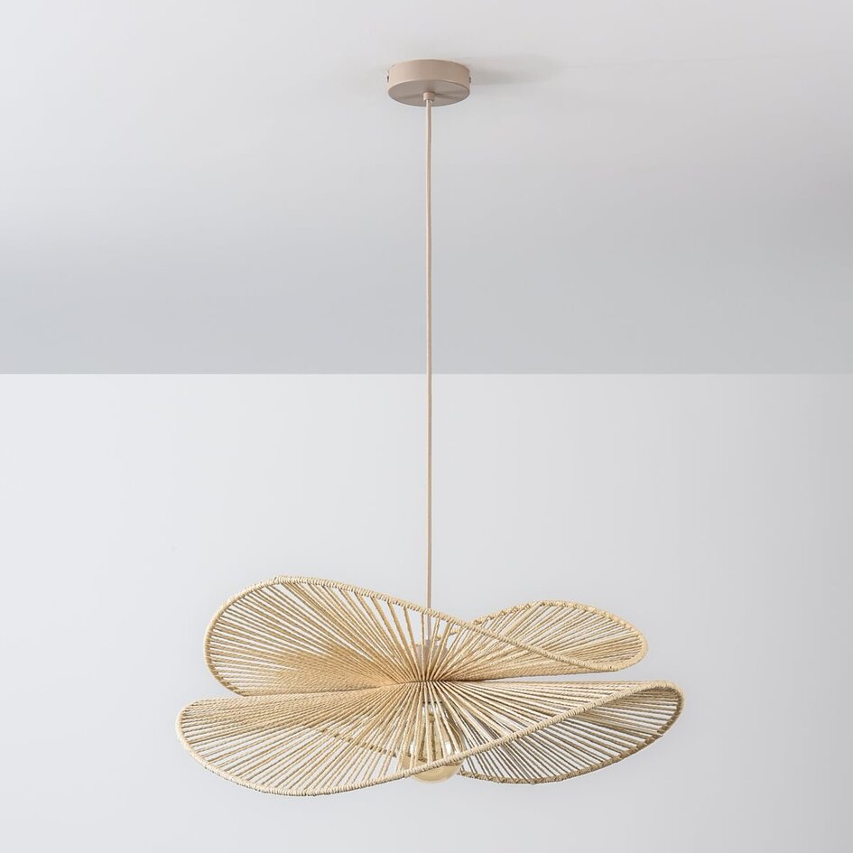 Hängelampe Janah mit handgeflochtenen Papierlampenschirmen - beige