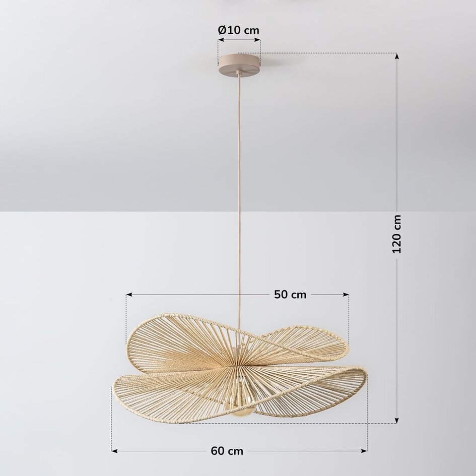 Hängelampe Janah mit handgeflochtenen Papierlampenschirmen - beige