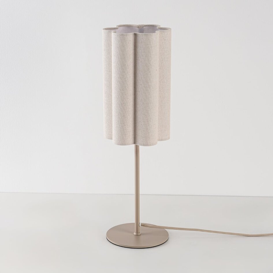 Tischleuchte Mirjam mit plissiertem Leinenschirm - Beige