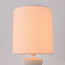 Tischlampe Kiyra aus weißer Keramik mit Stoffschirm in Beige