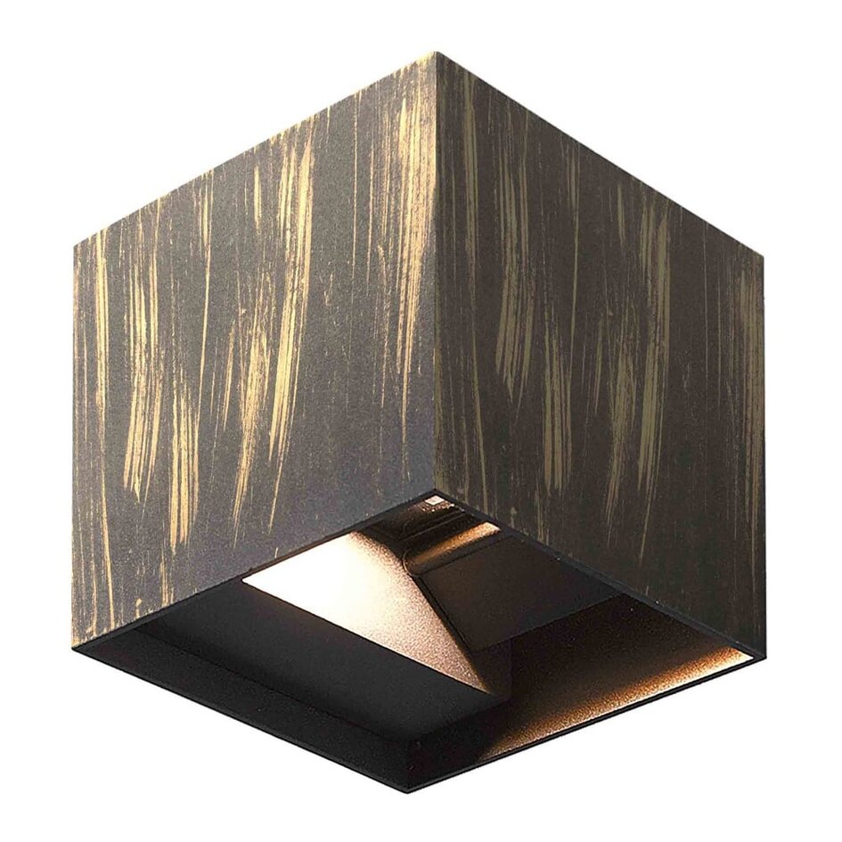 Außenwandleuchte Oliver - Schwarz mit gebürstetem Gold und integrierter LED