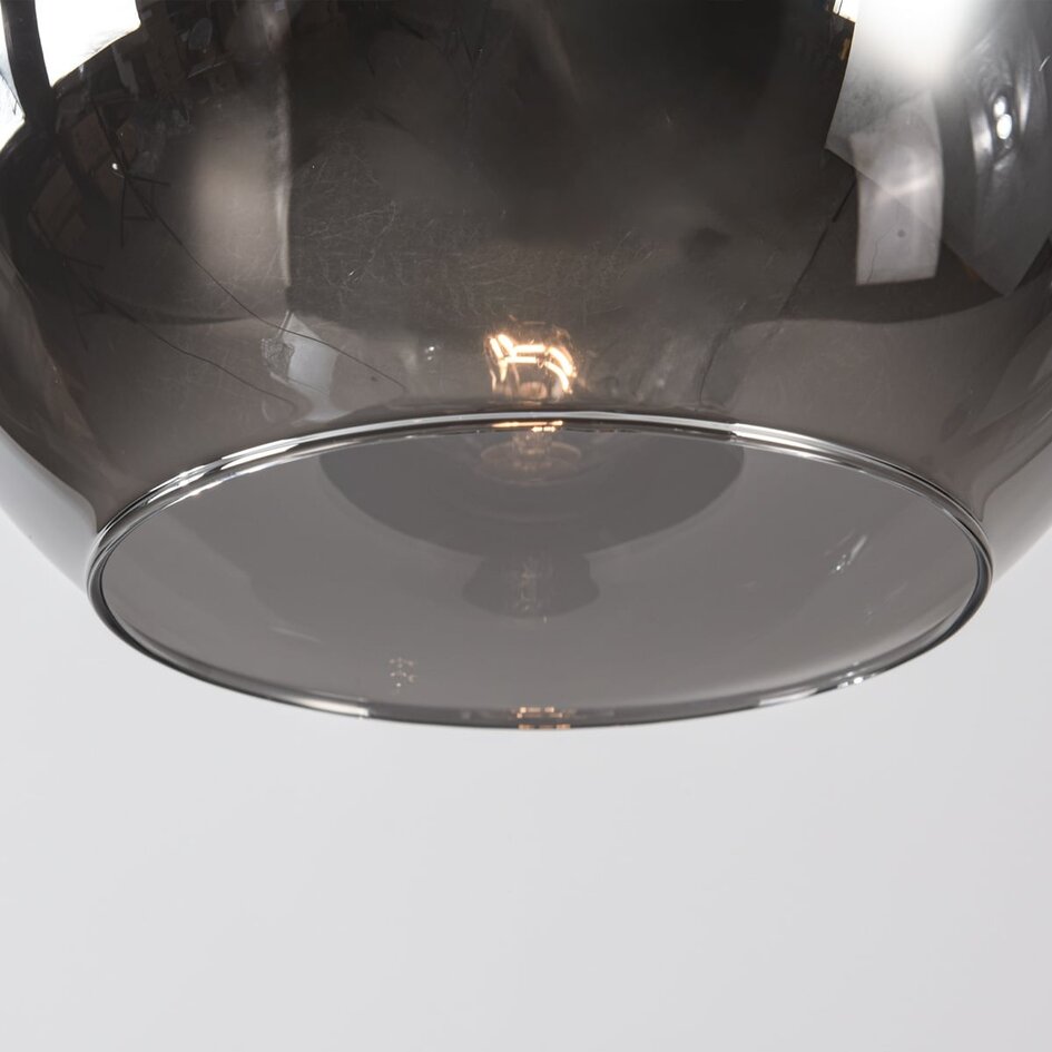 3-flammige Hängelampe Loua - Schwarz mit Rauchglas und Spiegeleffekt
