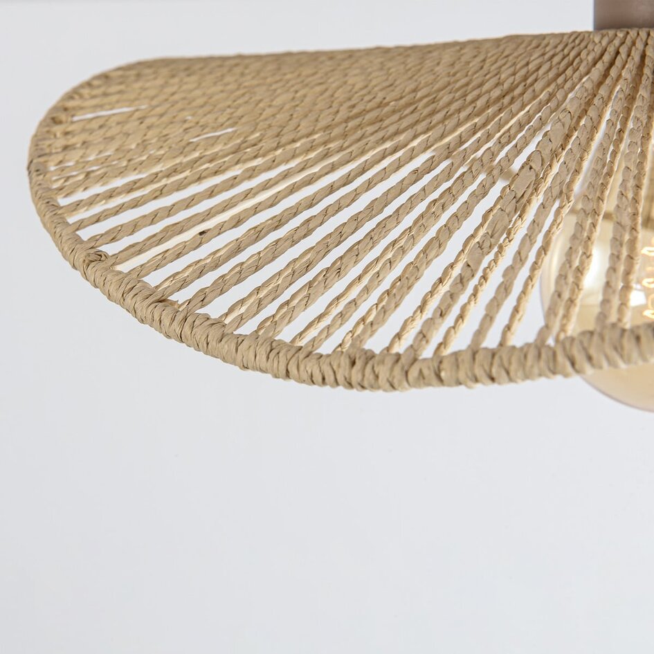 Deckenleuchte Roberta mit handgeflochtenem Papierschirm - Beige