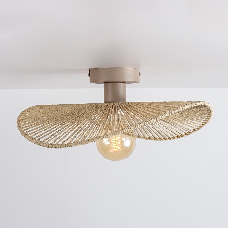 Deckenleuchte Roberta mit handgeflochtenem Papierschirm - Beige