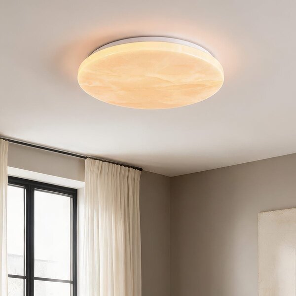 3-stufig dimmbare LED Deckenleuchte Corinda mit dunkler Marmoroptik - weiß