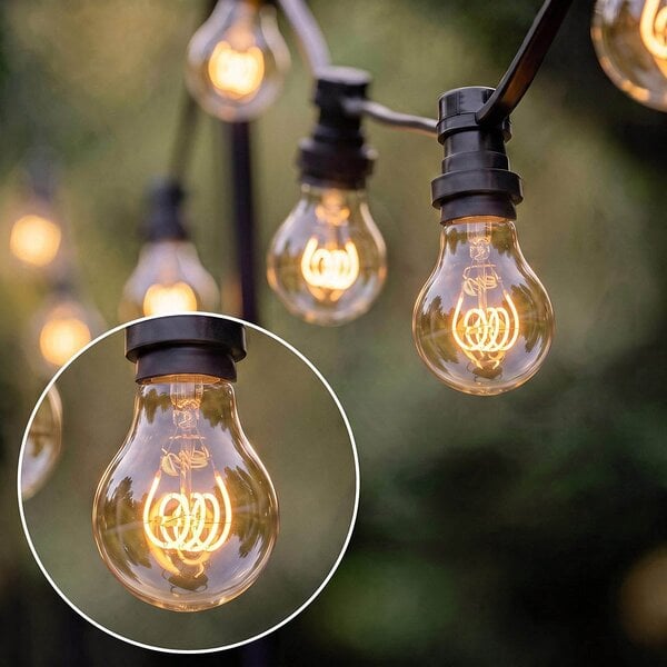 Illu-Lichterketten-Set mit 5 Watt Lampen mit horizontaler Spirale und Amberglas, dimmbar