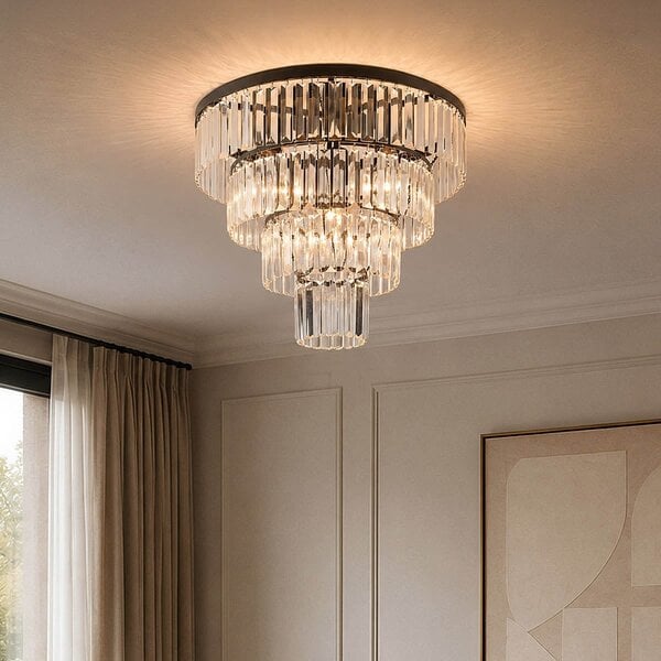 Deckenlampe Cristel 4-flammig mit Kristallen aus klarem Glas