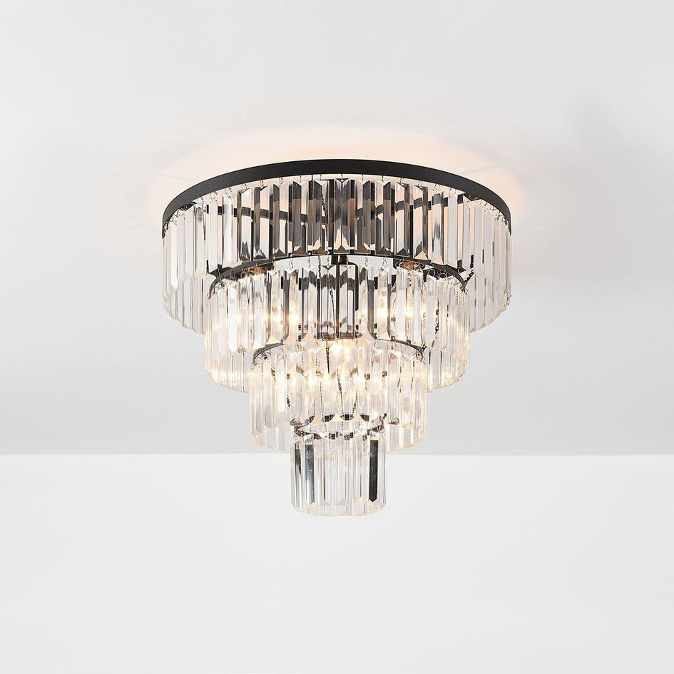 Deckenlampe Cristel 4-flammig mit Kristallen aus klarem Glas