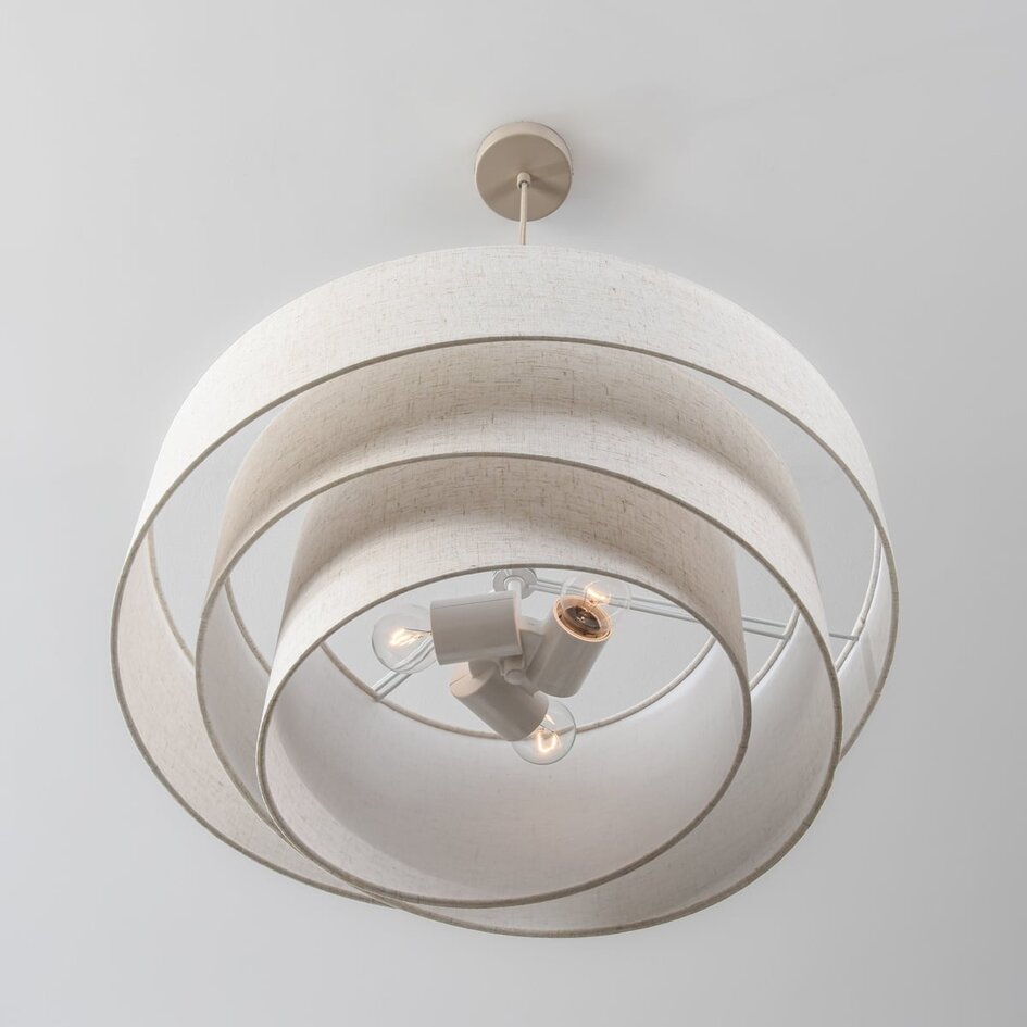 3-flammige Pendelleuchte Nerai - Beige mit mehrlagigen Leinenschirmen