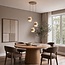 Pendelleuchte Sani mit 3 Schirmen aus Travertin und Milchglas - Beige