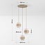Pendelleuchte Sani mit 3 Schirmen aus Travertin und Milchglas - Beige