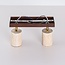 Deckenlampe Raxon mit 2 drehbaren Spots aus Travertin und Holzoptik