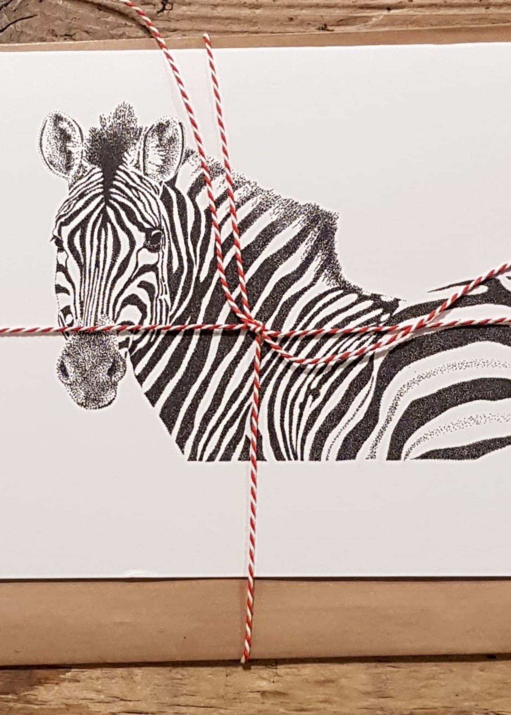 Handgemaakte kaart zebra incl enveloppe