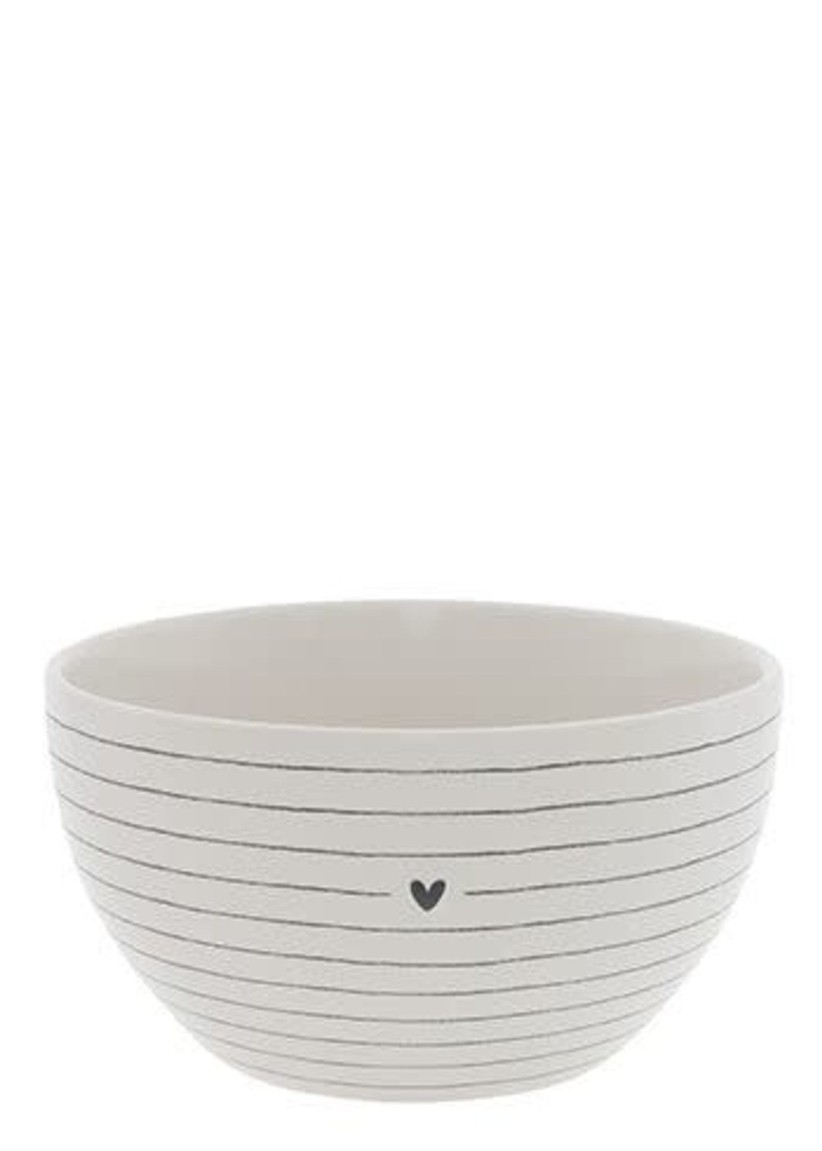 BASTION COLLECTIONS Bowl white stripes heart 13x7cm