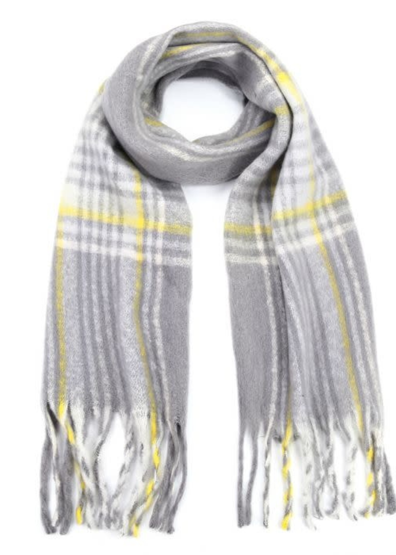 sjaal Grey yellow stripe