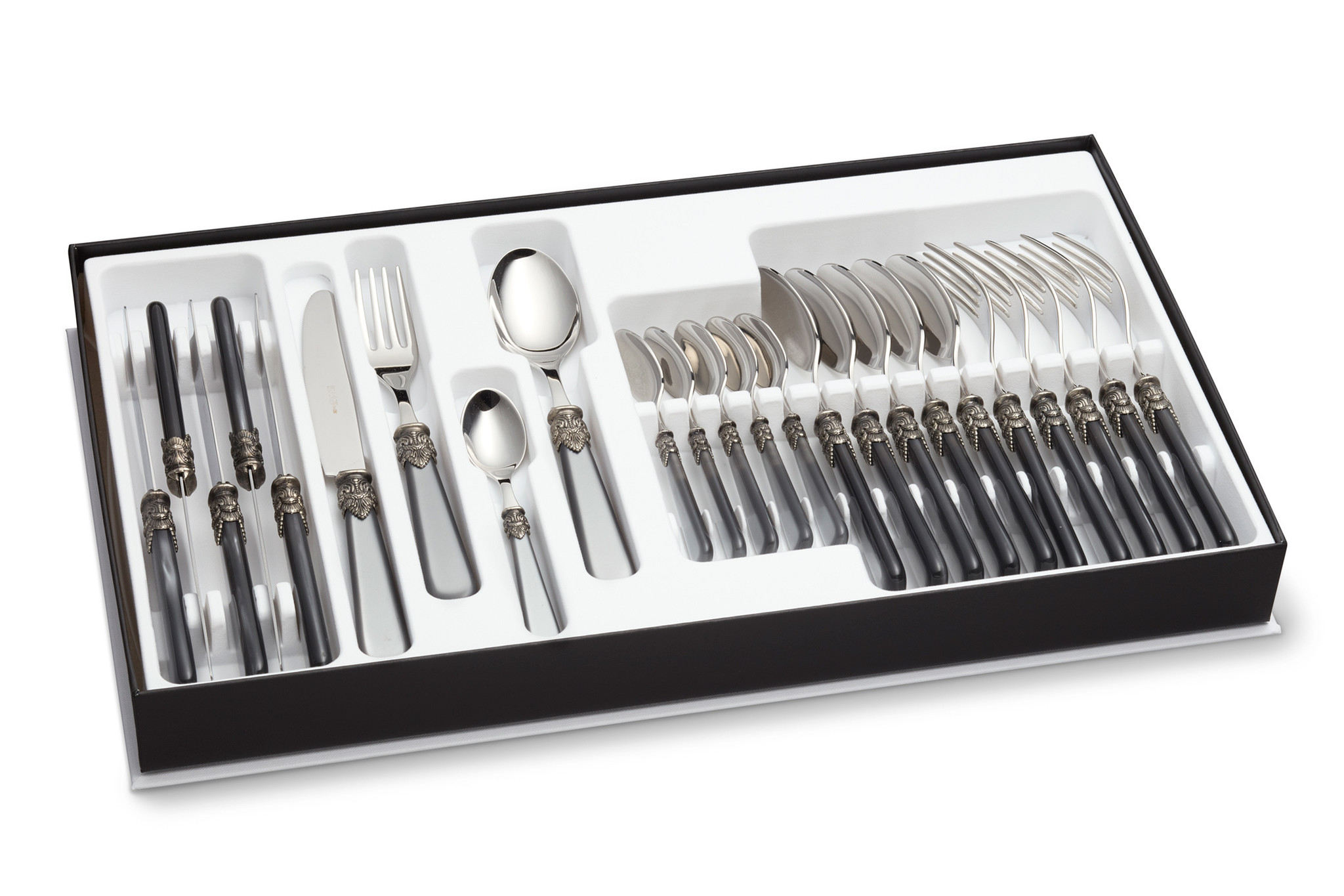 24-delig, bestekcassette voor 6 personen, Grijs (parelmoer), EME Napoleon