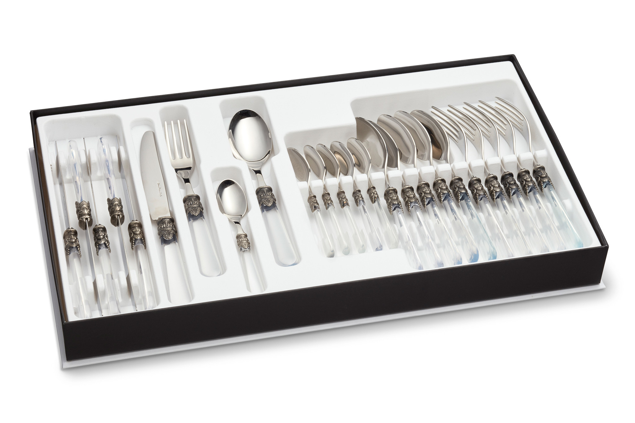 24-teiliges Tafelbesteckset, für 6 Personen, Transparent, im Besteckkoffer