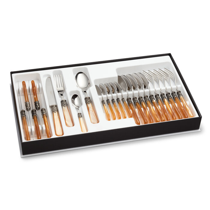 24-teiliges Tafelbesteckset, für 6 Personen, Honig (perlmutt), im Besteckkoffer