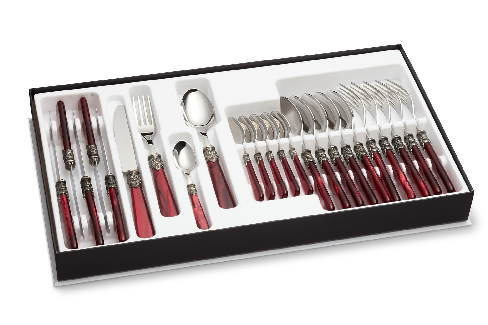 Cutlery Box Red, (mother-of-pearl)