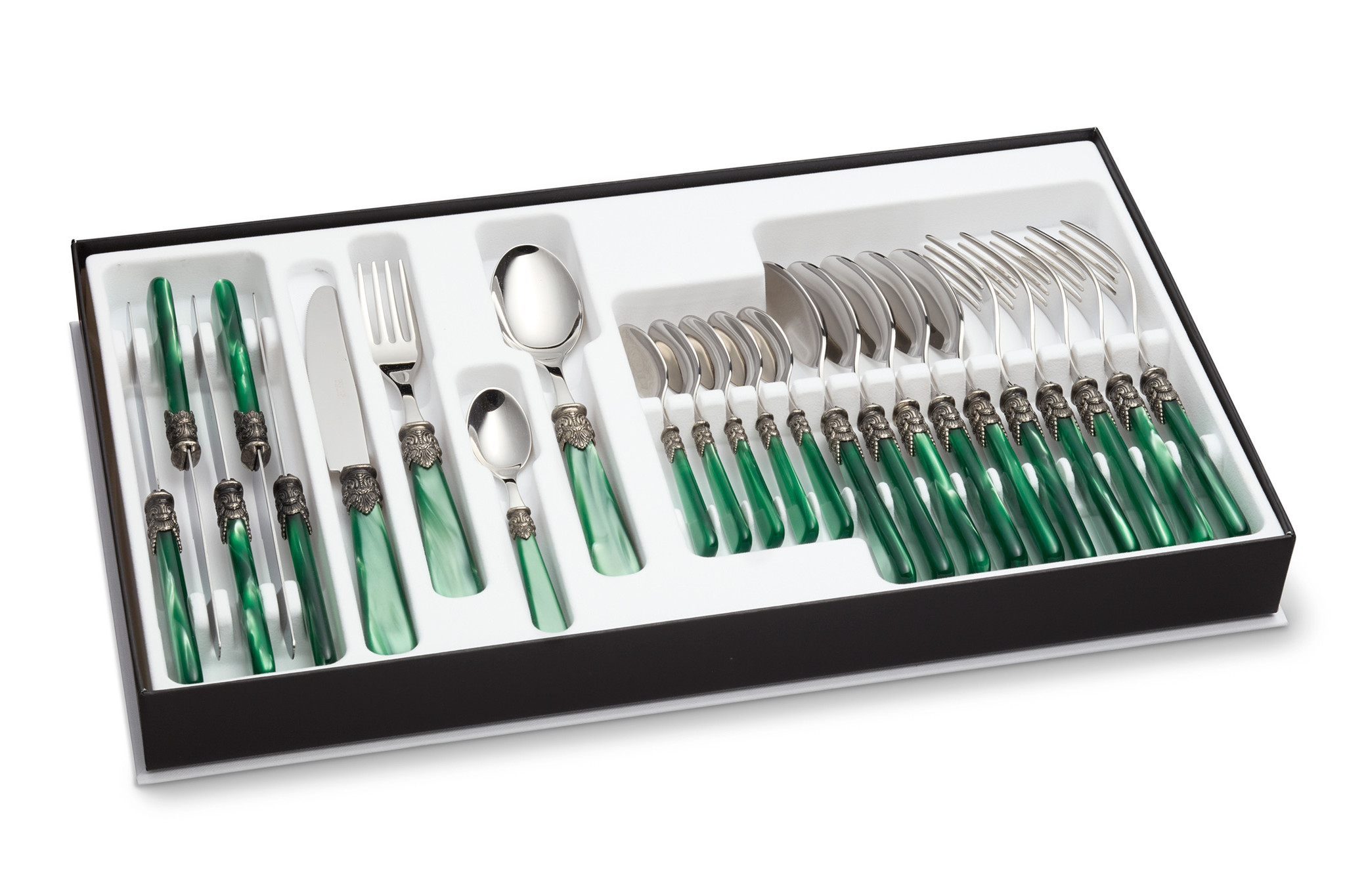 24-delig, bestekcassette voor 6 personen, Groen (parelmoer), EME Napoleon