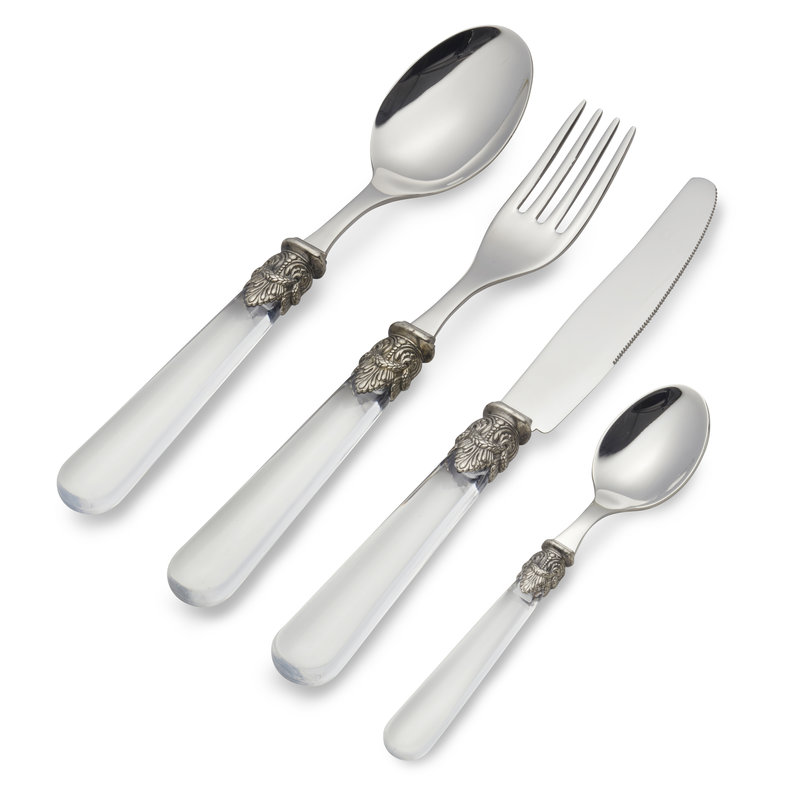 Dinner Cutlery Set Transparent, 4 pieces, 1 person