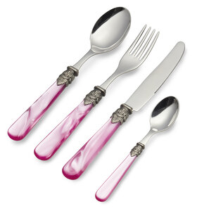 4-teiliges Tafelbesteckset, Fuchsia (Perlmutt)