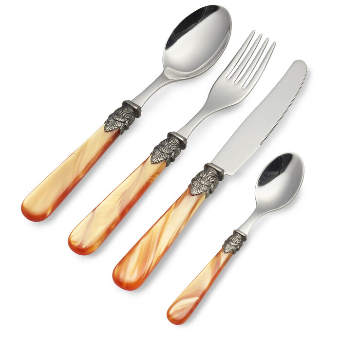 4-delig, Bestekset, voor 1 persoon, Oranje (parelmoer), voor het diner, EME Napoleon
