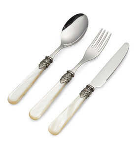 3-teiliges Frühstücksbesteckset, Elfenbein (Perlmutt)