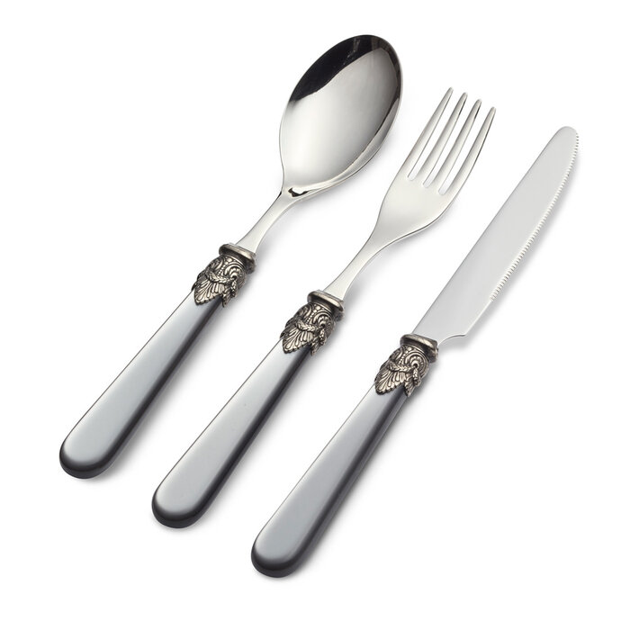 3-teiliges Besteckset, 1 Person, Grau (perlmutt), perfekt als Frühstücksbesteck