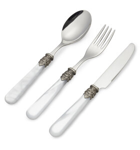 3-teiliges Frühstücksbesteckset, Weiß (Perlmutt)