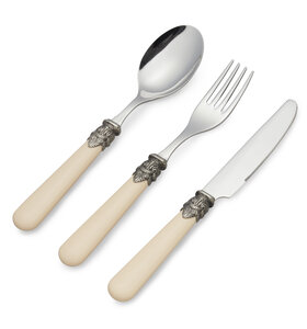 3-teiliges Frühstücksbesteckset, Elfenbein (matt)