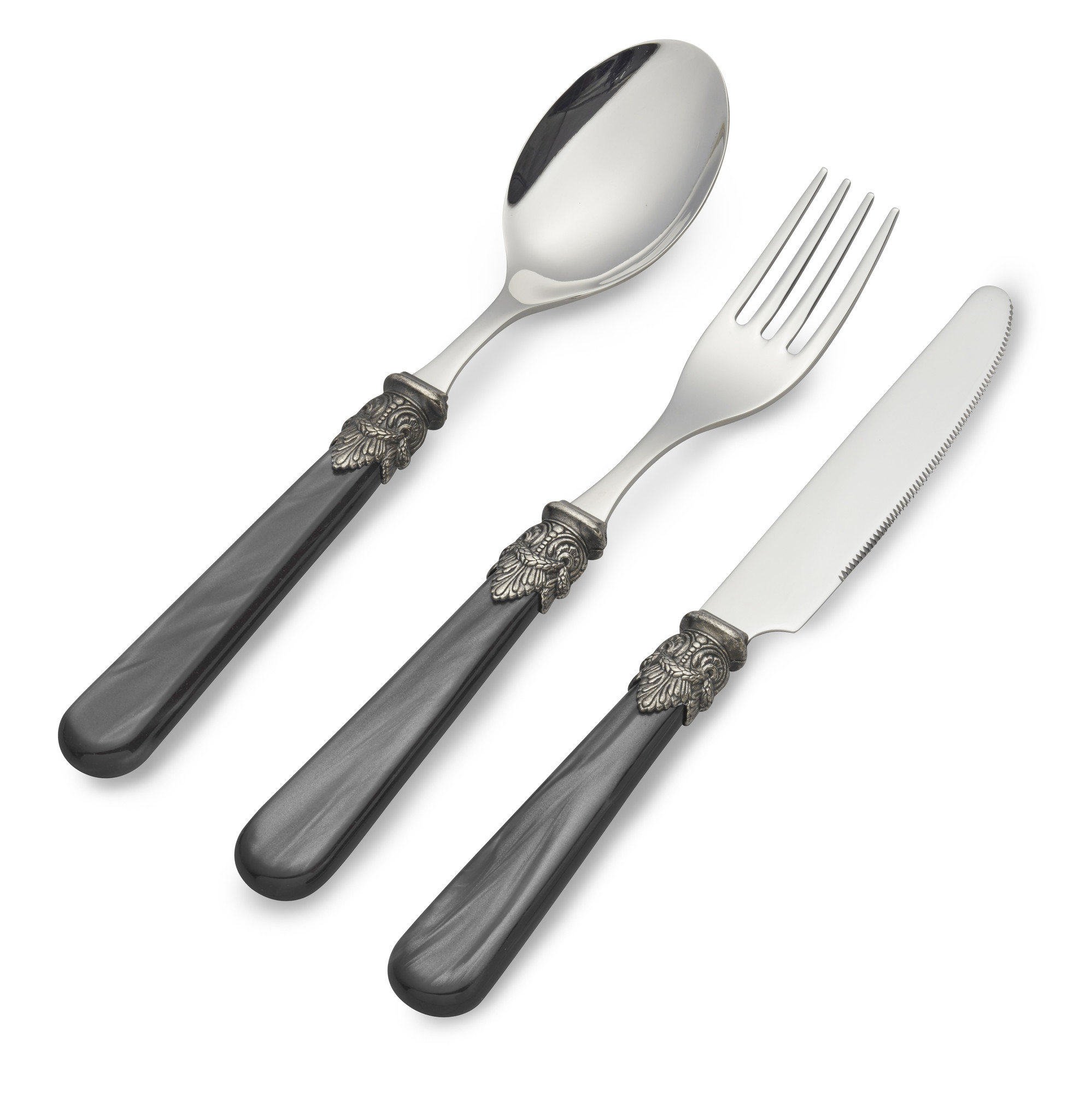 Cutlery Set, Black (mother-of-pearl sheen), Breakfast
