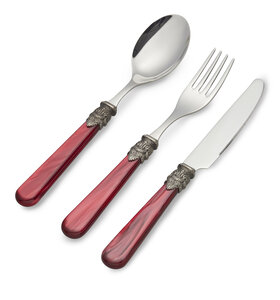 3-teiliges Frühstücksbesteckset, Rot (Perlmutt)