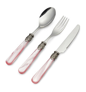 3-teiliges Frühstücksbesteckset, Rosa (Perlmutt)