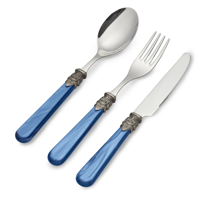 Cubiertos para desayuno, Azul con Nácar, 3 piezas, 1 persona